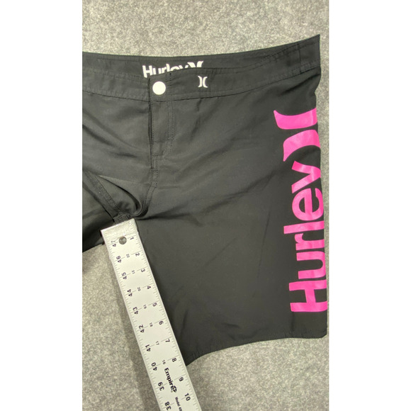 Hurley Swim Shorts Mens Black Pink Large? Side Logo 8.5" Inseam - Picture 6 of 15